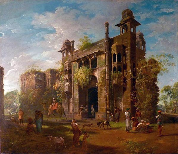 Painting of the South Gate of Lalbagh Fort from 1787