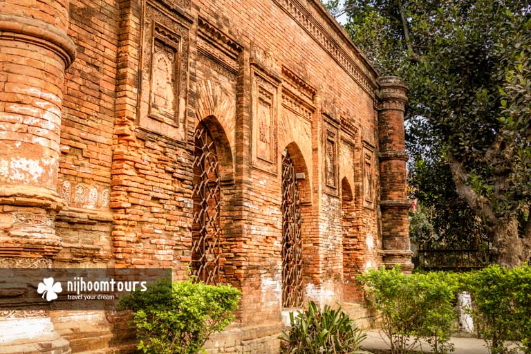 Photo of the ornate front wall of Goaldi Mosque in Sonargaon