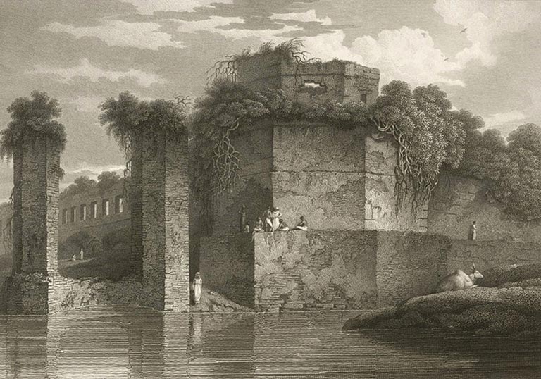 A painting of Lalbagh Fort by Charles D'Oyly in 1814