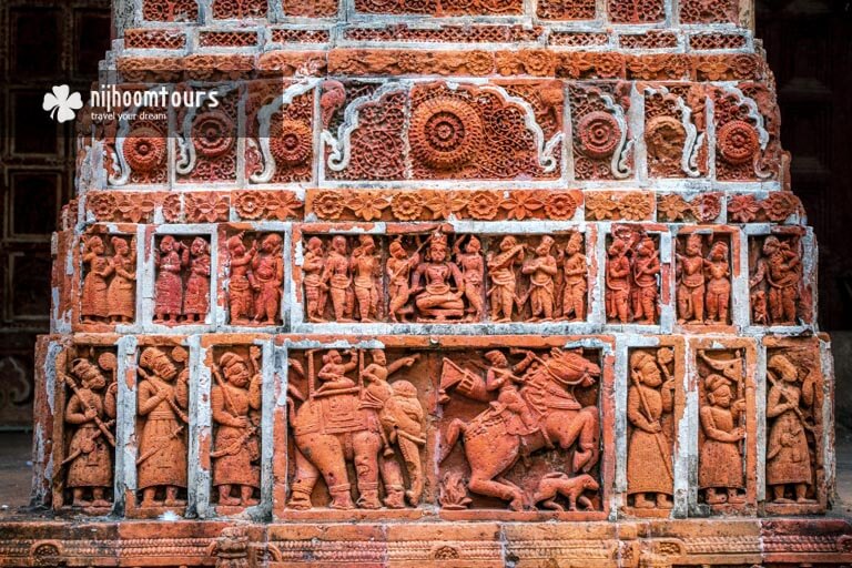Terracotta work at a column in Kantojir Mondir